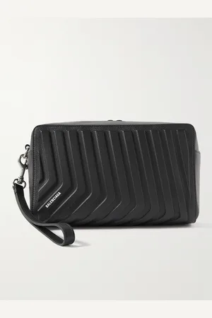 Balenciaga Car Logo-Print Embossed Full-Grain Leather Wash Bag - Men