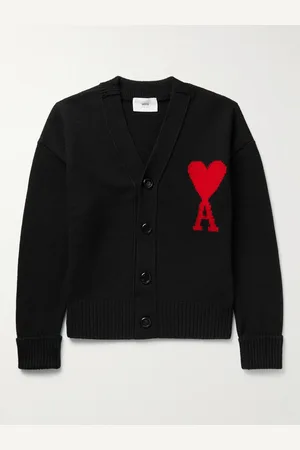 Ami Logo-Intarsia Virgin Wool Cardigan - Men - - XS
