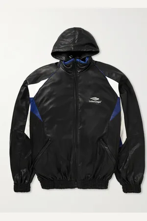 Balenciaga Logo-Embroidered Leather Track Jacket - Men - - 1