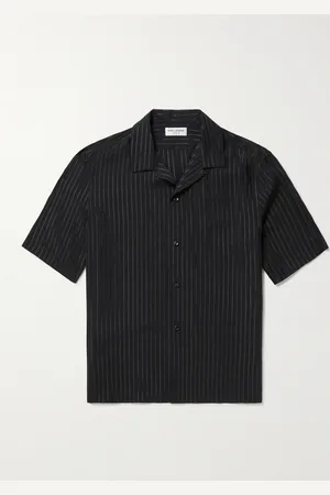 Saint Laurent Camp-Collar Striped Silk-Charmeuse Shirt - Men - - 43