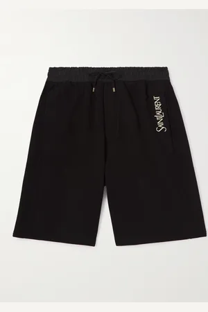 Saint Laurent Straight-Leg Logo-Embroidered Cotton-Jersey Drawstring Shorts - Men - - L