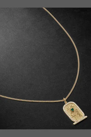 JACQUIE AICHE , Diamond and Emerald Pendant Necklace - Men