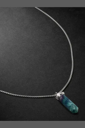 JACQUIE AICHE Hexagon White Gold, Fluorite and Diamond Necklace - Men