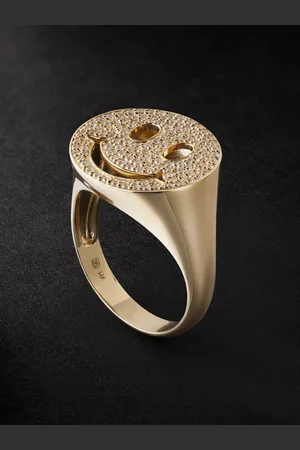 Sydney Evan Large Happy Diamond Signet Ring - Men