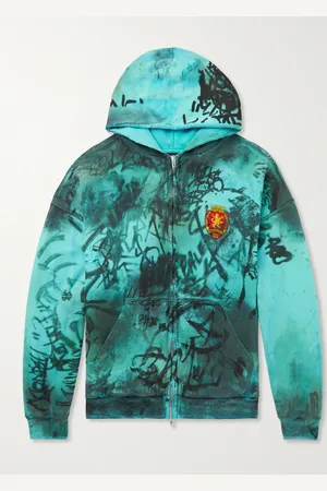 Balenciaga Logo-Appliquéd Distressed Printed Cotton-Jersey Zip-Up Hoodie - Men - - XS