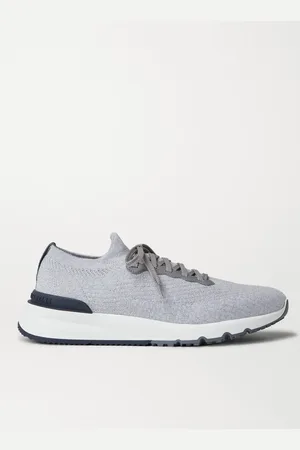 Brunello Cucinelli Leather-Trimmed Stretch-Knit Sneakers - Men - - EU 40