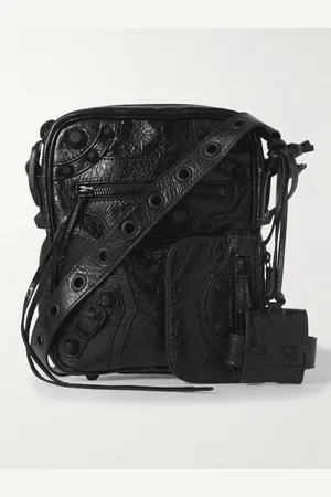 Balenciaga Le Cagole Cracked-Leather Messenger Bag - Men