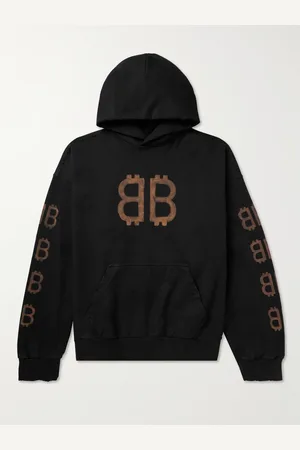 Balenciaga Crypto Logo-Print Bleached Cotton-Jersey Hoodie - Men - - L
