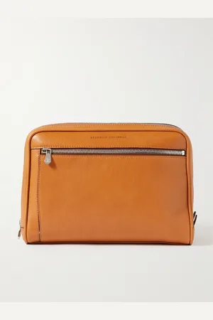 Brunello Cucinelli Logo-Embossed Leather Wash Bag - Men