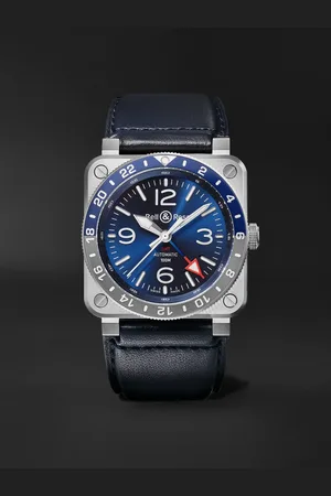 Bell & Ross BR 03-93 GMT Automatic 42mm Stainless Steel and Leather Watch, Ref. No. BR0393-BLU-ST/SCA - Men
