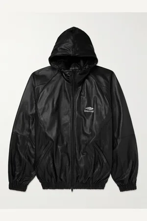 Balenciaga Logo-Print Leather Hooded Jacket - Men - - 1