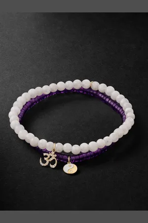 Sydney Evan Set of Two Gold, Multi-Stone, Enamel and Diamond Beaded Bracelets - Men