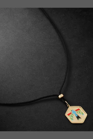 JACQUIE AICHE Thunderbird Gold, Enamel and Cord Pendant Necklace - Men