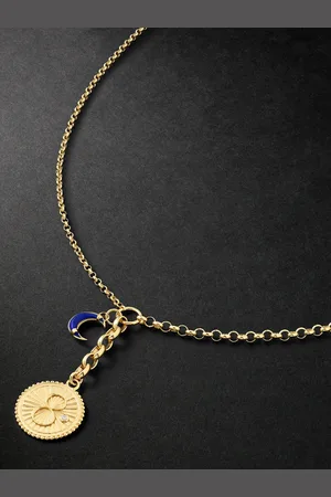 Foundrae Mixed Belcher 18-Karat , Lapis Lazuli and Diamond Necklace - Men
