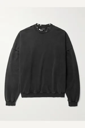 Balenciaga Pierced Embellished Distressed Cotton-Jersey Sweatshirt - Men - - 4
