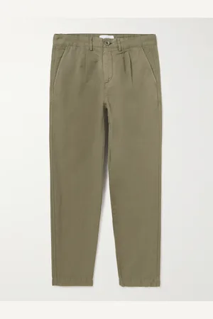 Mr P. Straight-Leg Pleated Garment-Dyed Cotton and Linen-Blend Trousers - Men - - 30