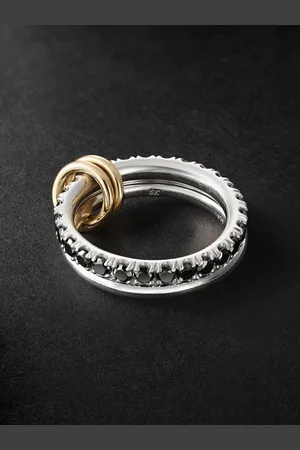 SPINELLI KILCOLLIN Enzo Set of Two 18-Karat Gold, Sterling and Diamond Rings - Men - - 9