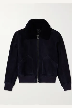 Mr P. Shearling-Trimmed Suede Bomber Jacket - Men - - S