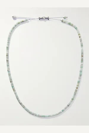 M. COHEN Tucson Sterling Silver, Chrysoprase and Cord Necklace - Men