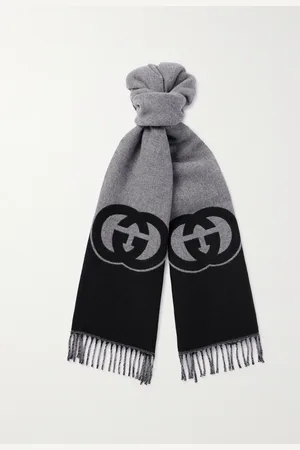 Gucci Fringed Logo-Jacquard Wool and Cashmere-Blend Scarf - Men