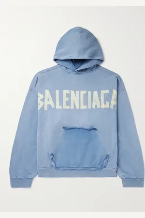 Balenciaga Oversized Distressed Logo-Print Cotton-Jersey Hoodie - Men - - XL