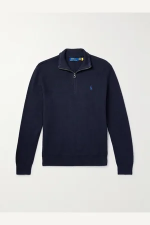 Ralph Lauren Logo-Embroidered Honeycomb-Knit Cotton Half-Zip Sweater - Men - - XS