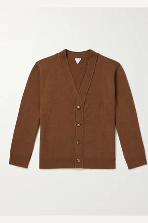 Bottega Veneta Intrecciato Leather-Trimmed Cashmere-Blend Cardigan - Men - - M