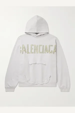 Balenciaga Oversized Distressed Logo-Print Cotton-Jersey Hoodie - Men - - S