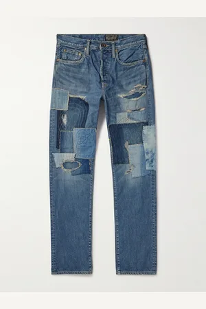 KAPITAL Monkey Cisco Straight-Leg Distressed Patchwork Jeans - Men - - UK/US 34