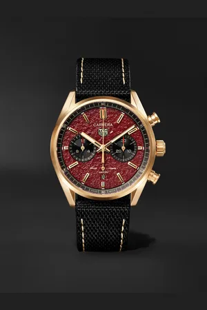 Bamford Watch Department TAG Heuer Carrera Limited Edition Automatic 42mm 18-Karat Gold and Canvas Watch - Men