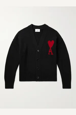 Ami Logo-Intarsia Merino Wool Cardigan - Men - - XS