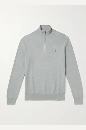Ralph Lauren Logo-Embroidered Honeycomb-Knit Cotton Half-Zip Sweater - Men - - S