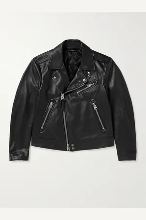 Zip-detail leather biker jacket - Man