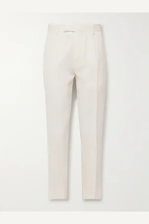 Ermenegildo Zegna Slim-Fit Pleated Cotton and Wool-Blend Twill Trousers - Men - - IT 46