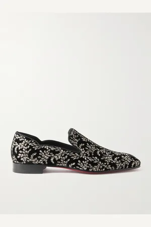 Christian Louboutin Dandy Chick Grosgrain-Trimmed Embroidered Velour Loafers - Men - - EU 40