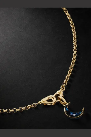 Foundrae Crescent 18-Karat Gold Topaz Pendant Necklace - Men