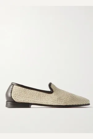 Manolo Blahnik Mario Leather-Trimmed Raffia Loafers - Men - - UK 9