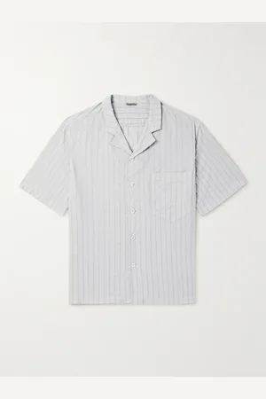 Camp-Collar Embroidered Cotton and Linen-Blend Shirt