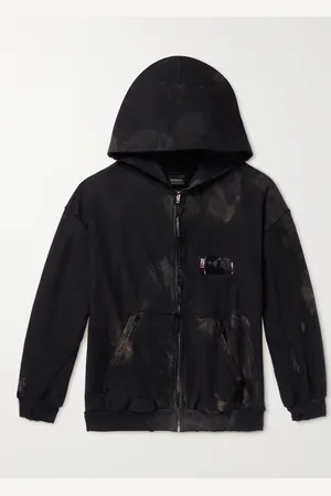 Balenciaga Gaffer Logo-Embroidered Distressed Cotton-Jersey Zip-Up Hoodie - Men - - L