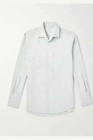 Loro Piana André Camp-Collar Striped Linen and Silk-Blend Shirt - Men - - S