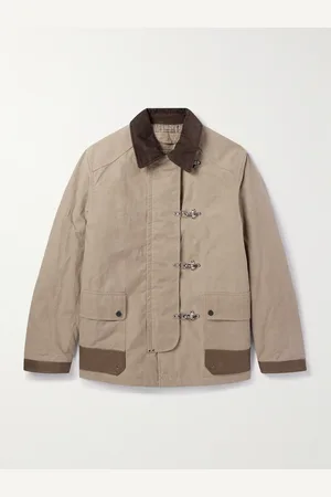 PURDEY Latch Corduroy and Leather-Trimmed Cotton-Canvas Coat - Men - - XL