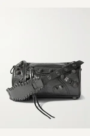 Balenciaga Le Cagole Studded Metallic Crinkled-Leather Messenger Bag - Men
