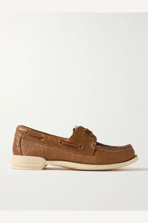 VISVIM Americana II Eye-Folk Textured-Leather Boat Shoes - Men - - US 8