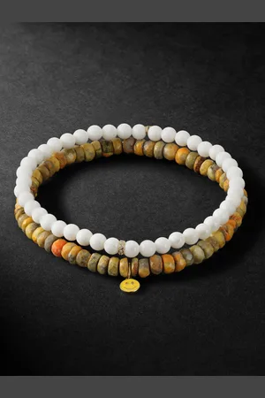 Sydney Evan Set of Two Gold, Enamel and Multi-Stone Beaded Bracelets - Men