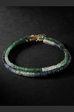 JIA JIA Arizona Ombre Set of Two 14-Karat Gold, Emerald and Sapphire Bracelets - Men