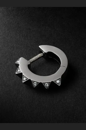 Sydney Evan Pyramid Blackened Gold Diamond Single Hoop Earring - Men