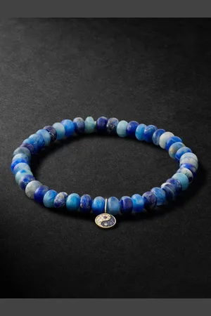 Sydney Evan Small Yin Yang Rhodium-Plated Multi-Stone Beaded Bracelet - Men