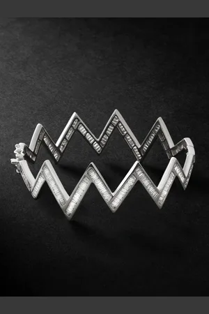 KOLOURS JEWELRY Zig Zag 14-Karat White Gold Diamond Bracelet - Men - - 18