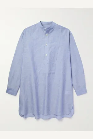 Loro Piana Suwako Grandad-Collar Striped Linen and Cotton-Blend Shirt - Men - - S