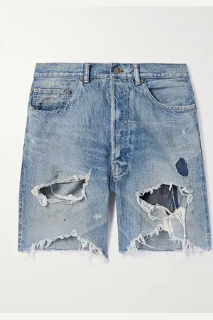 SAINT MXXXXXX Straight-Leg Distressed Denim Shorts - Men - - L